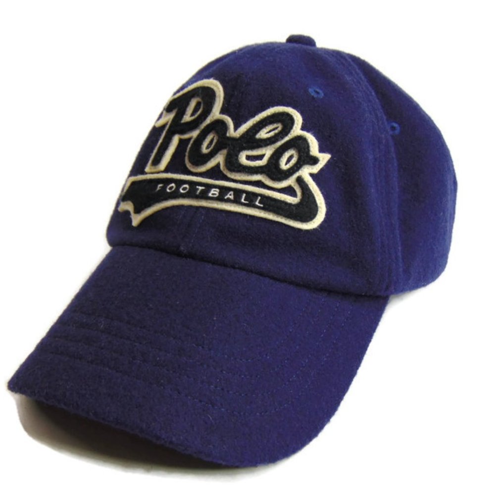 Polo Ralph Lauren Mens Wool Hat Football Script Navy Blue Snapback Baseball Cap